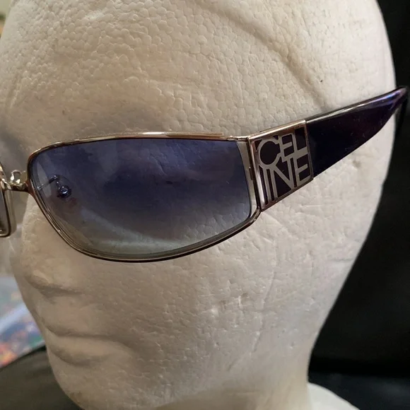 CELINE SC 1088-579Y unisex rectangle sunglasses ?️ silver black & blue gradient Celine SC1088-579Y Unisex Rectangle Sunglasses Silver Black  main image 4